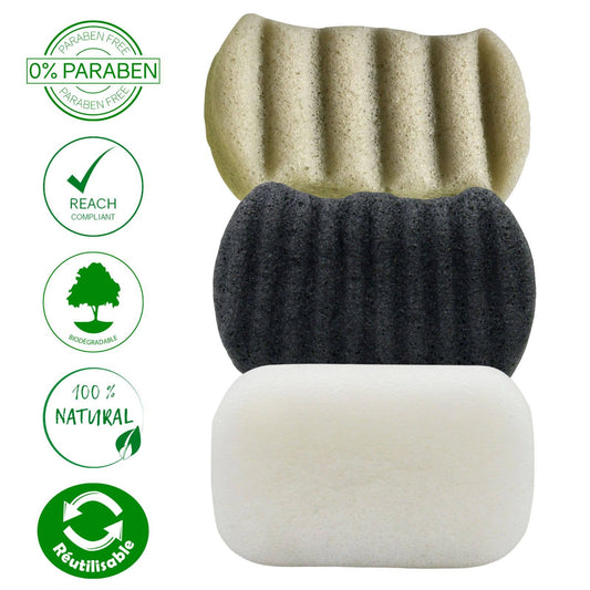 Konjac kroppssvamp - 100% naturlig - I förpackning: Grön lera
