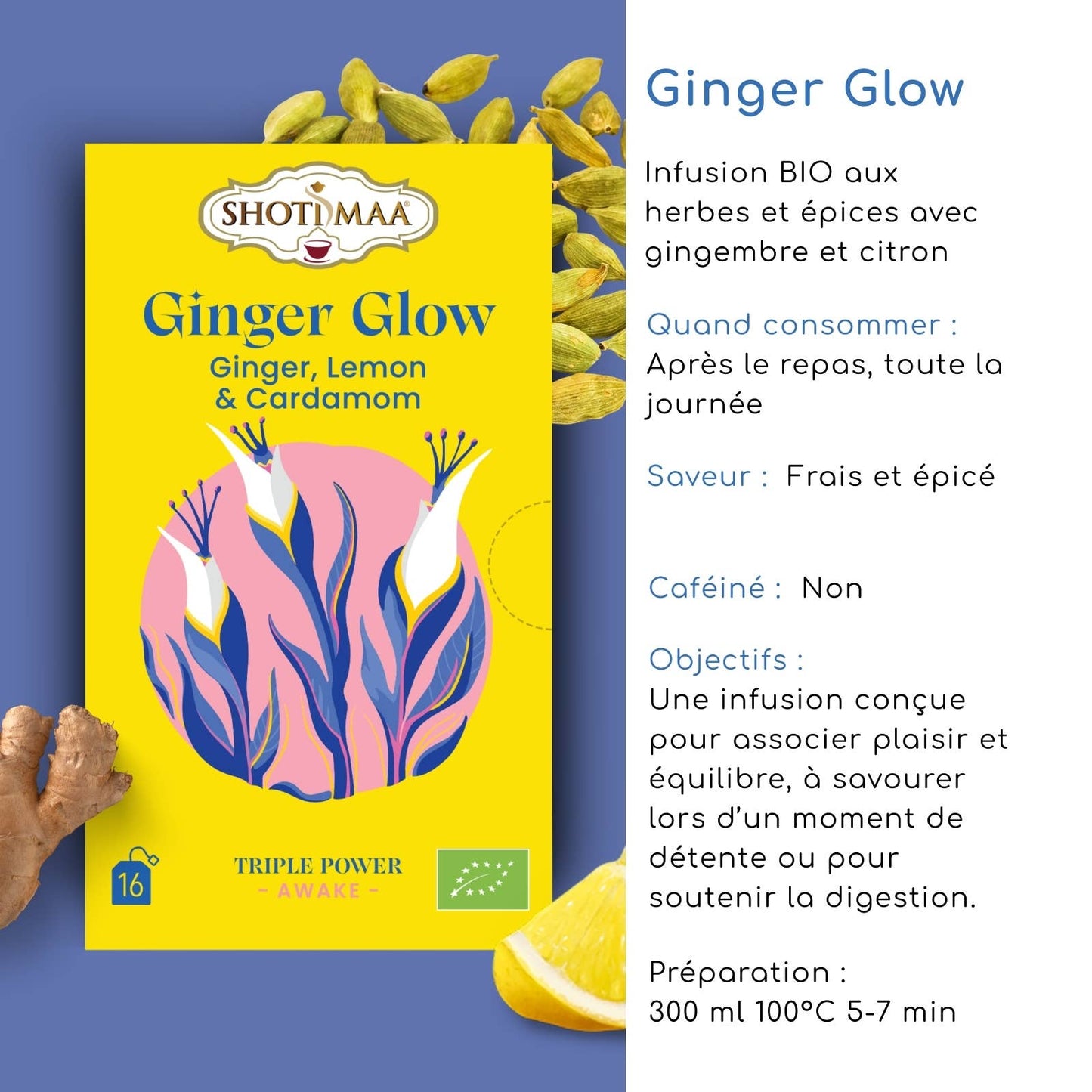 Ginger Glow – økologisk ingefærte med citron og kardemomme