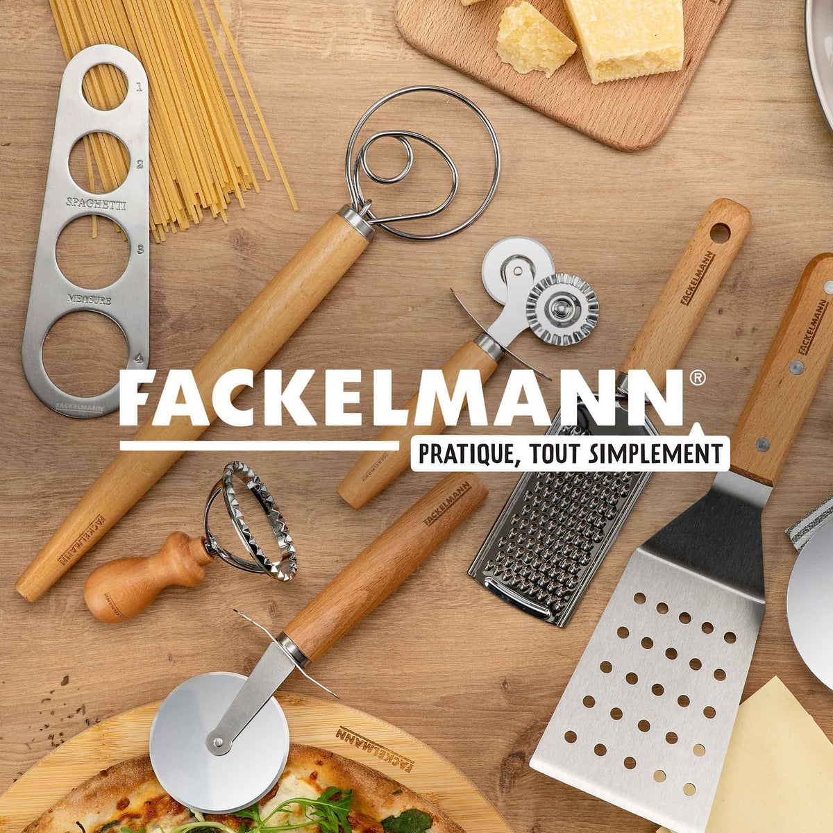Stort pizzahjul med trehåndtak – 23 cm