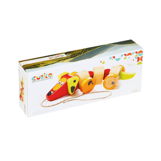Cubika pølsehund i tre – trekk- og skyveleke
