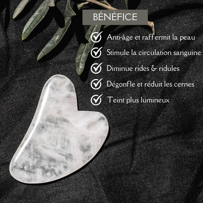 Quartz Gua Sha ansiktsmassasje i rosenkvarts