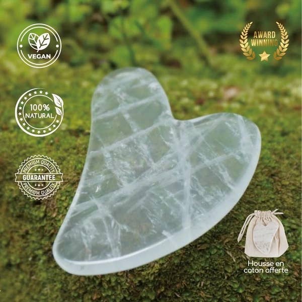 Quartz Gua Sha ansiktsmassasje i rosenkvarts