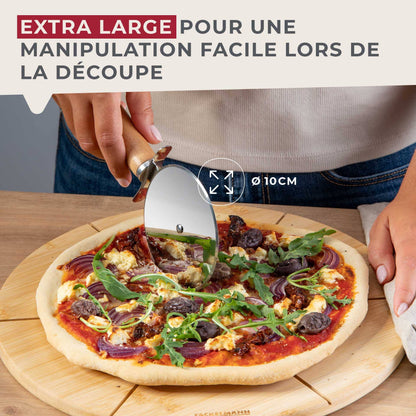 Stort pizzahjul med trehåndtak – 23 cm