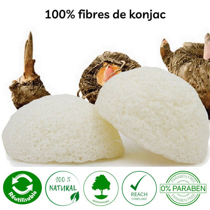 Konjac ansiktssvamp med bambuskull – 100 % naturlig