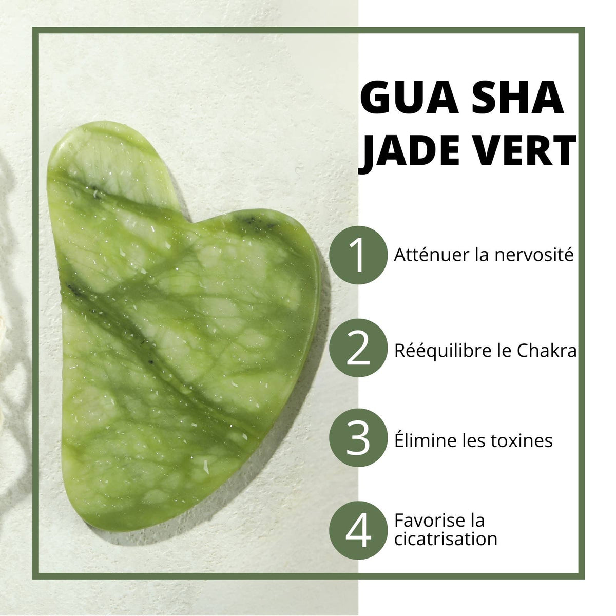 Gua Sha ansiktsmassasje i grønn jade
