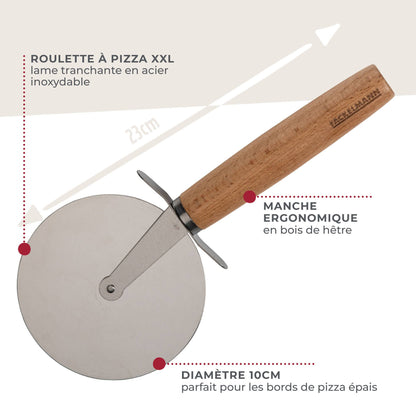 Stort pizzahjul med trehåndtak – 23 cm