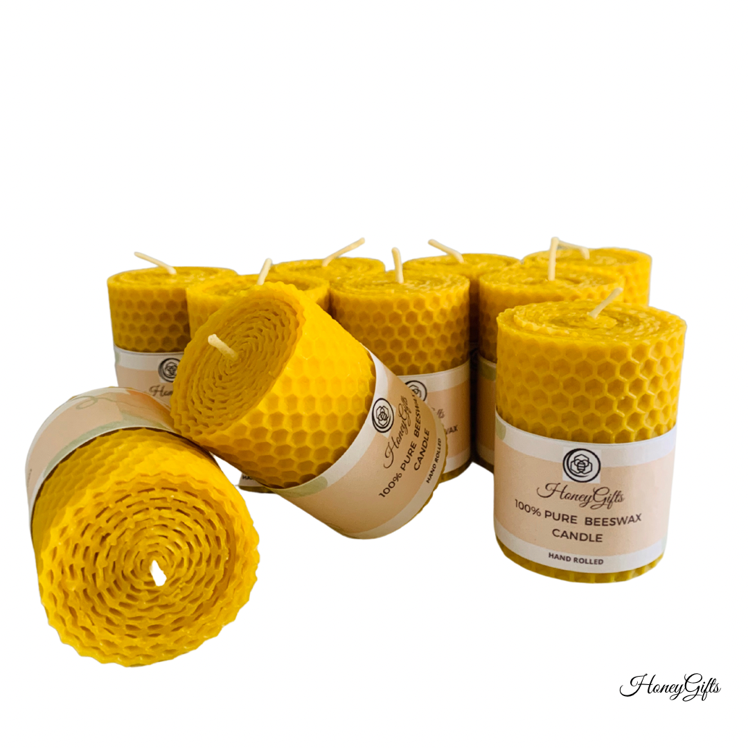 100 % rene, håndrullede bivokslys – honninglys: 7cm 🕯🍯