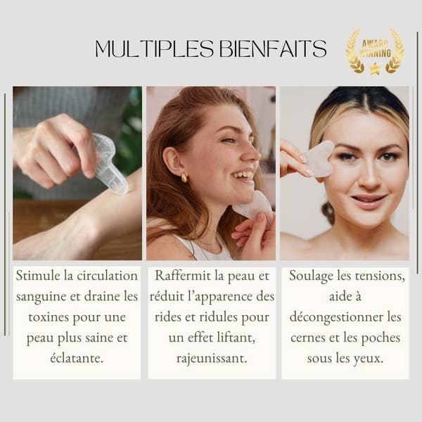 Quartz Gua Sha ansiktsmassasje i rosenkvarts