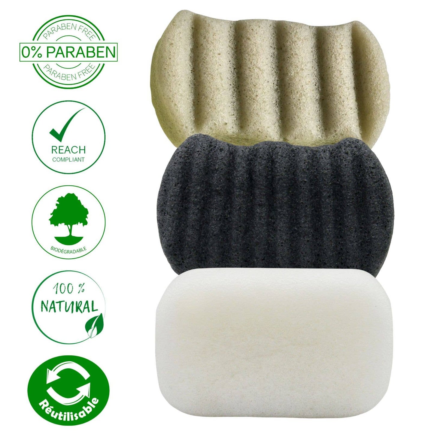 Konjac kropssvamp med grøn ler – 100% naturlig