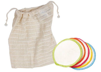 10 økologiske, gjenbrukbare sminkefjernerpads med vaskepose