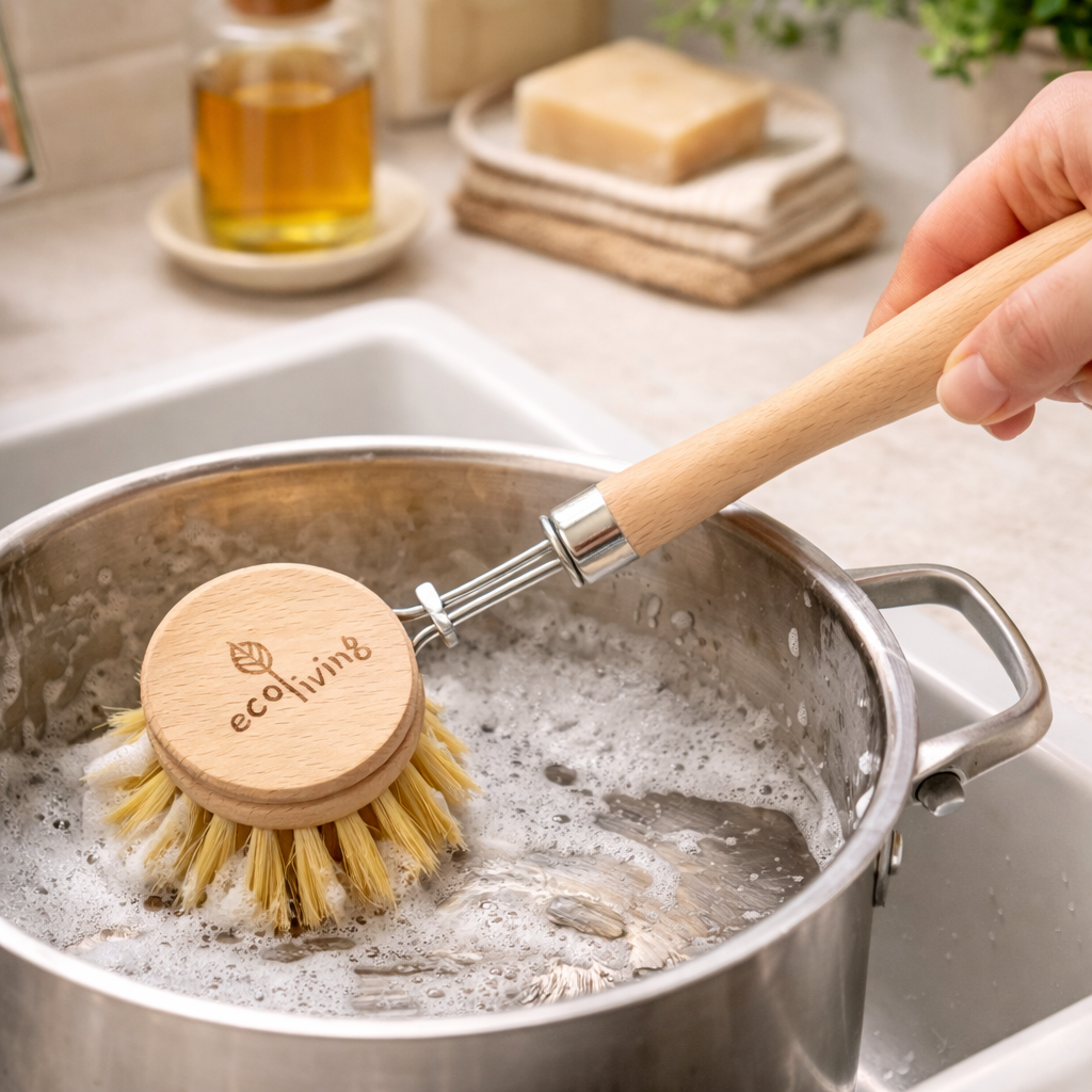 Miljøvennlig oppvaskbørste i tre