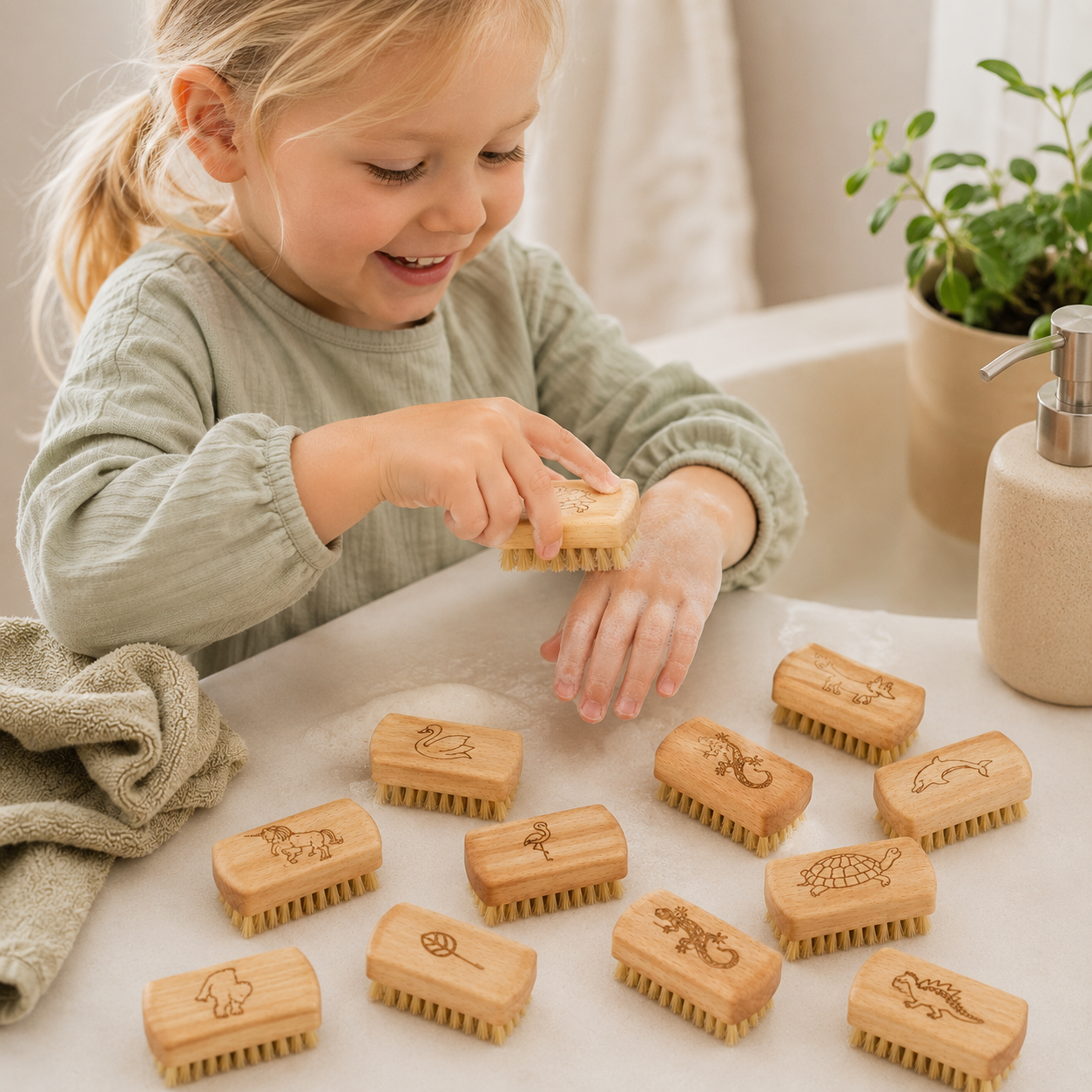 Barneneglbørster i FSC®-sertifisert tre – assortert motiv