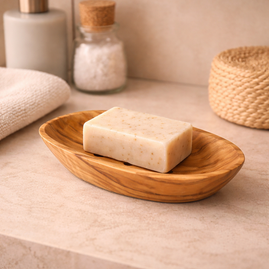 Såpeskål i oliventre – oval