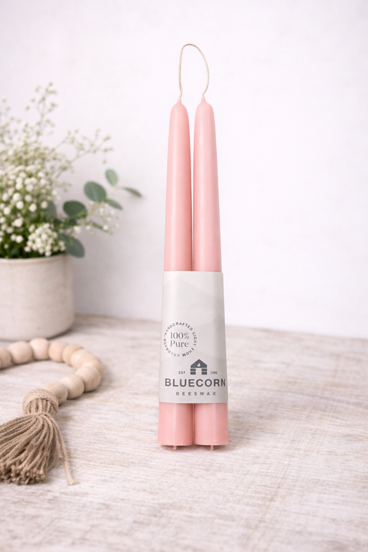 Håndlagde bivokslys, dryppfrie – dusty rose / 25 cm