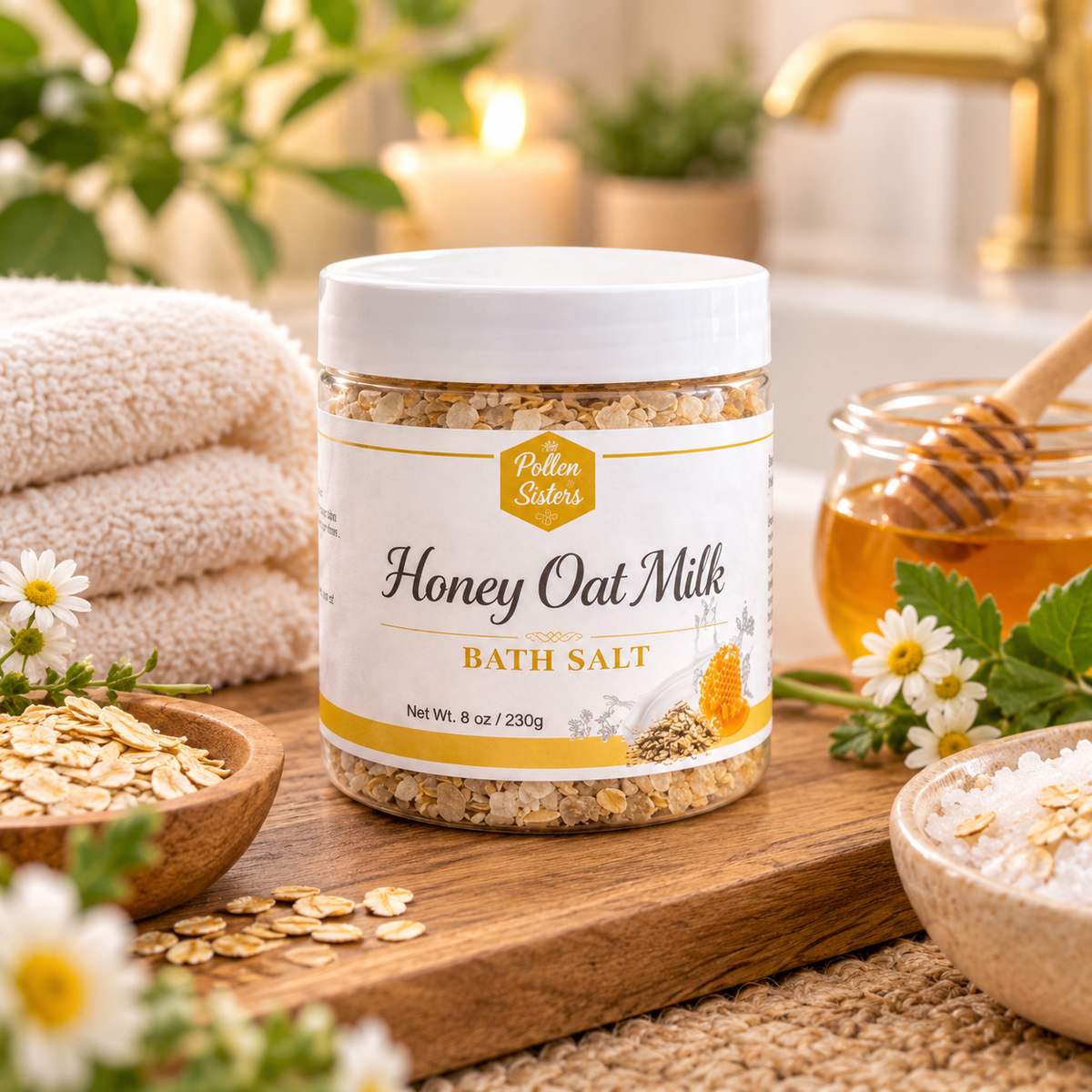 Badesalt med honning, havre og melk – avslappende bad