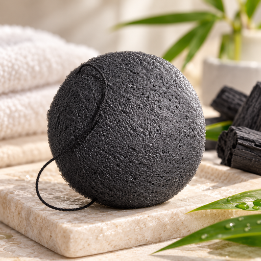 Konjac ansiktssvamp med bambuskull – 100 % naturlig