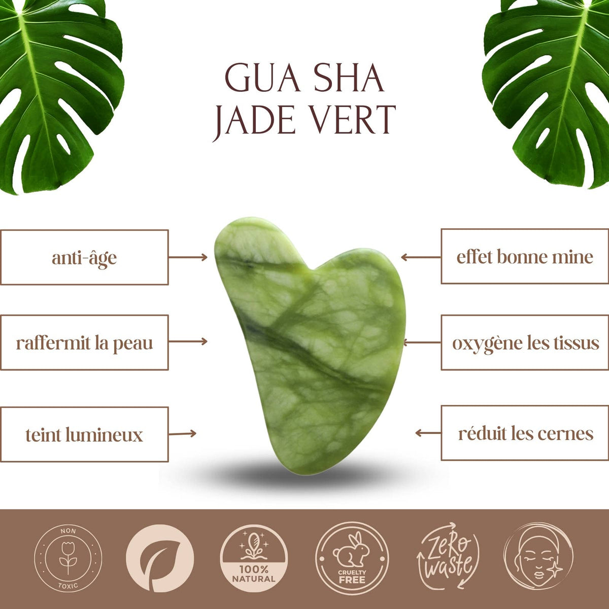 Gua Sha ansiktsmassasje i grønn jade