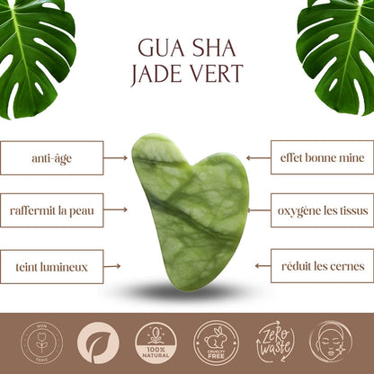 Gua Sha ansiktsmassasje i grønn jade