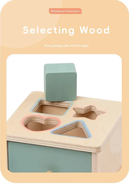 Putteboks med mynter i tre – Montessori