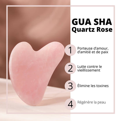 Quartz Gua Sha ansiktsmassasje i rosenkvarts