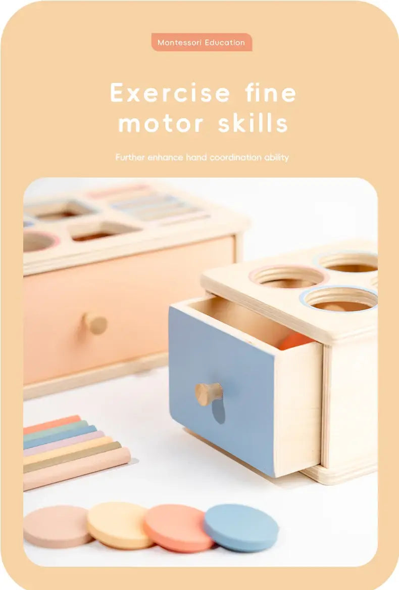 Putteboks med mynter i tre – Montessori