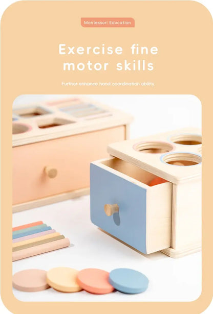 Putteboks med mynter i tre – Montessori